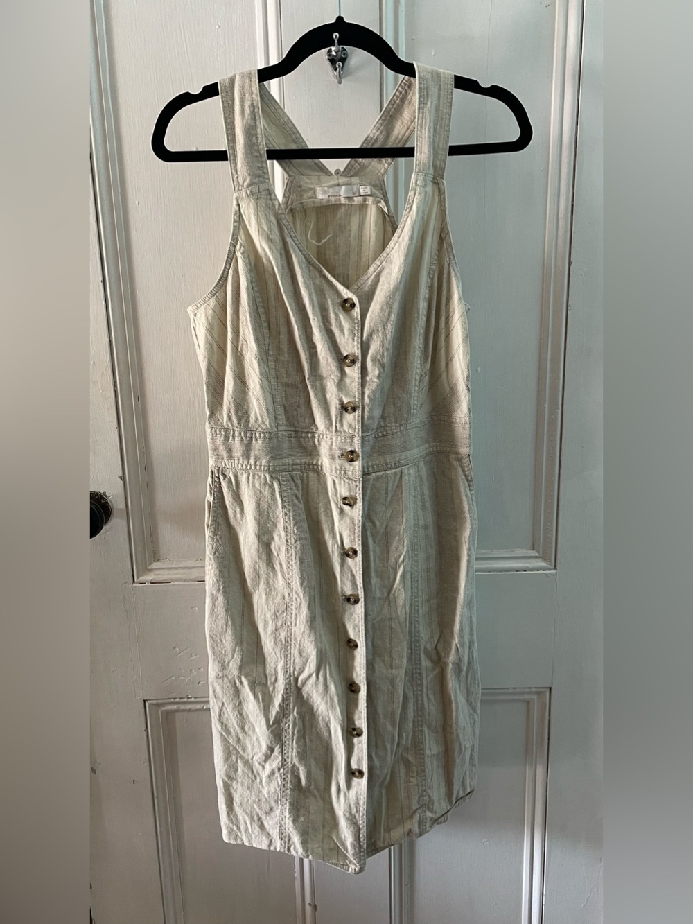 Prana Grace Trail Dress Stone Stripe Sleeveless Button Down Medium - Picture 3 of 11